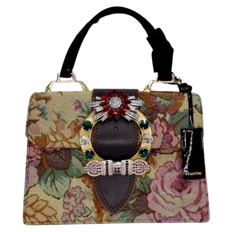 Miu Miu 2016 Floral Jacquard Crystal Handbag