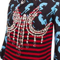 MIU MIU 2016 Runway print chandelier crystal embellished blouse top IT36 XXS