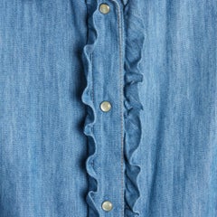 Miu Miu 2016 Top Chemise Jean Fr38 Denim Ruffles Shirt Blouse UK10 US8