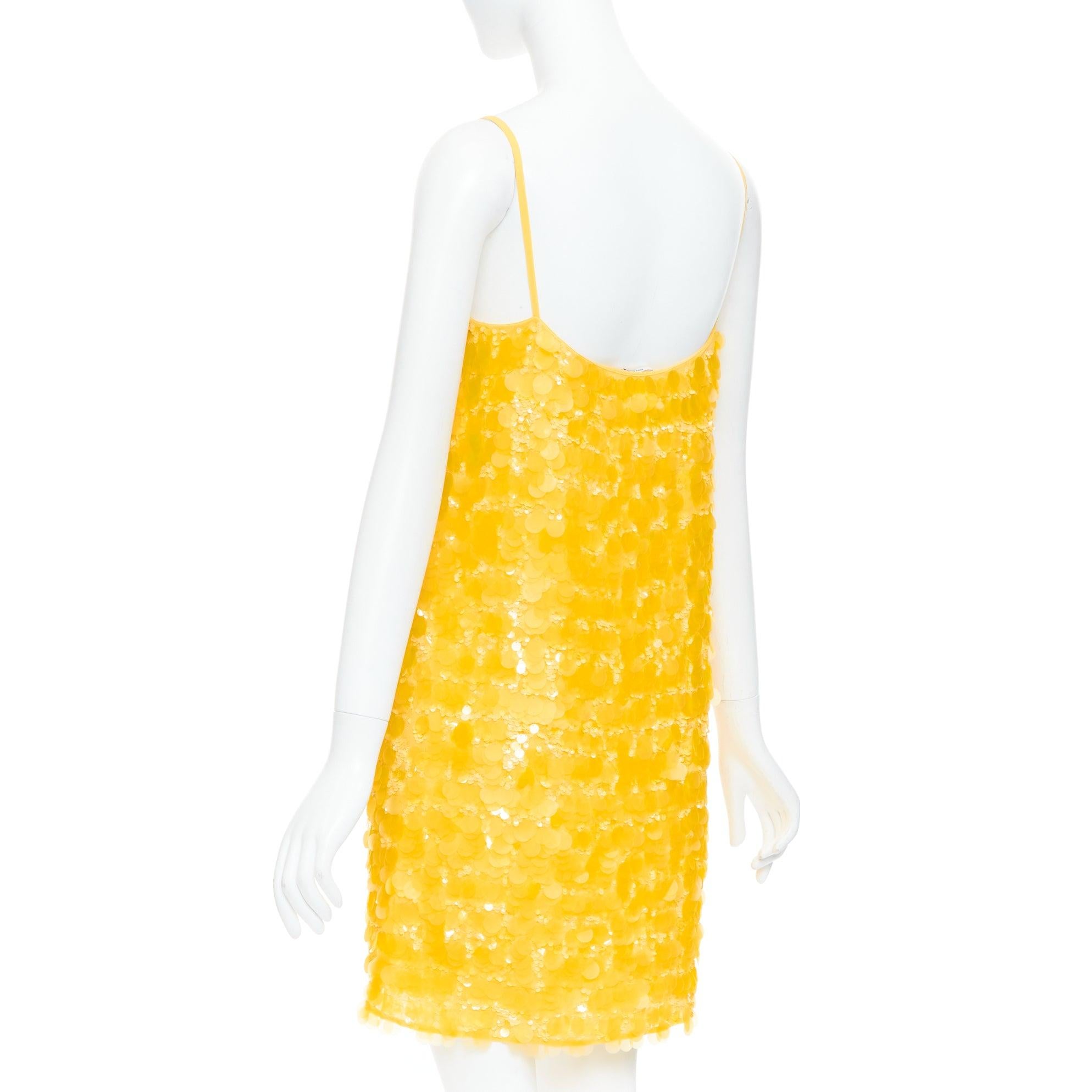 MIU MIU 2017 100% silk yellow multi pailette strappy slip mini dress  IT38 XS 1