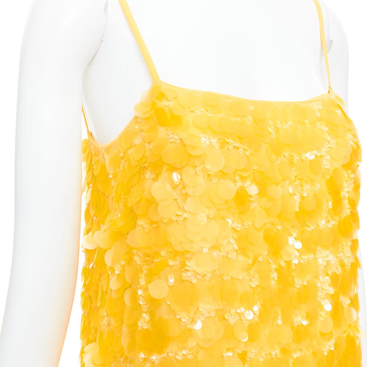 MIU MIU 2017 100% silk yellow multi pailette strappy slip mini dress  IT38 XS 2