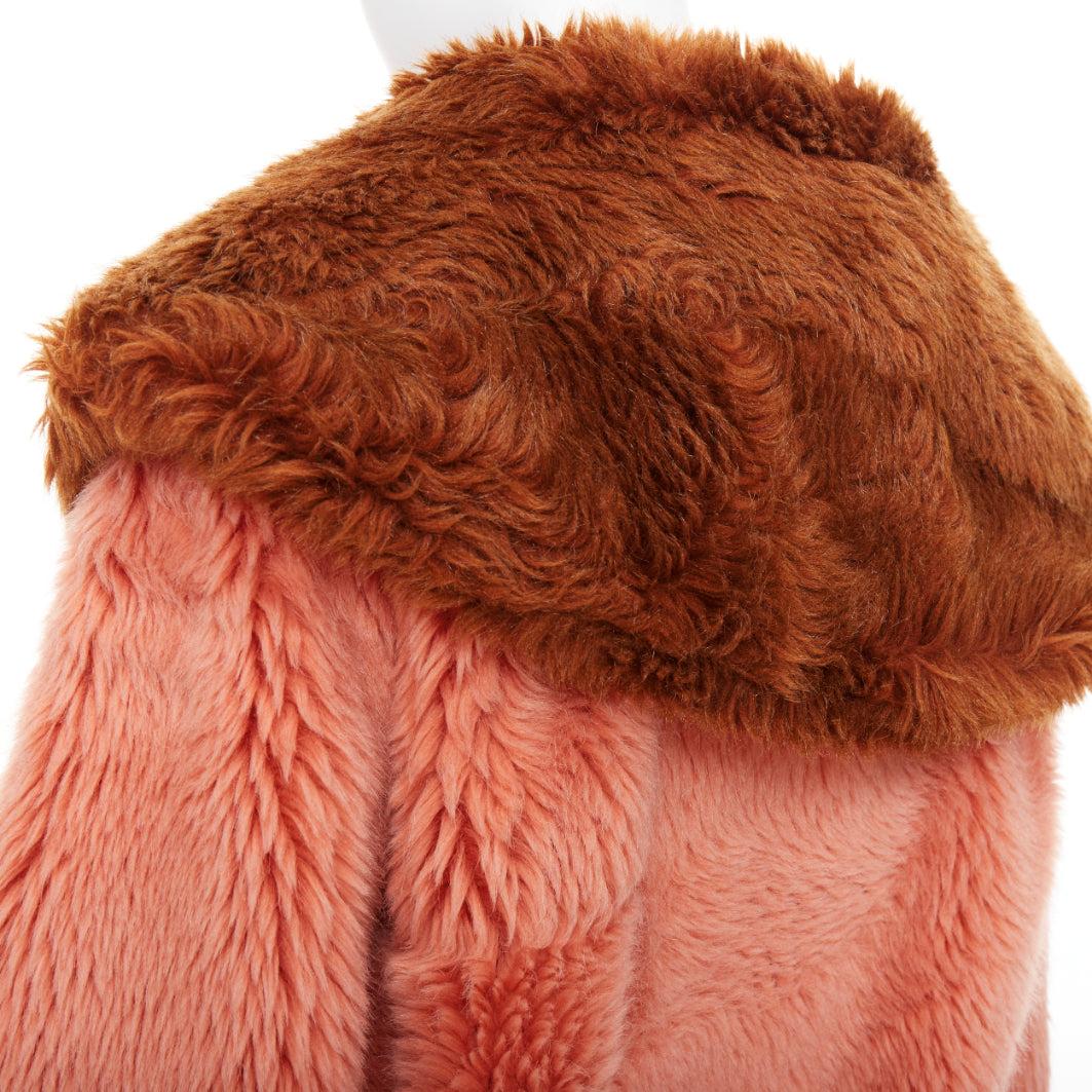 MIU MIU 2017 Runway brown XL flower button faux fur oversized coat IT36 XS in vendita 3