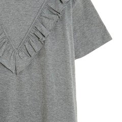 Miu Miu 2017 Top gris FR38 Grey Jersey Ruffles T shirt Top UK10 US8 New