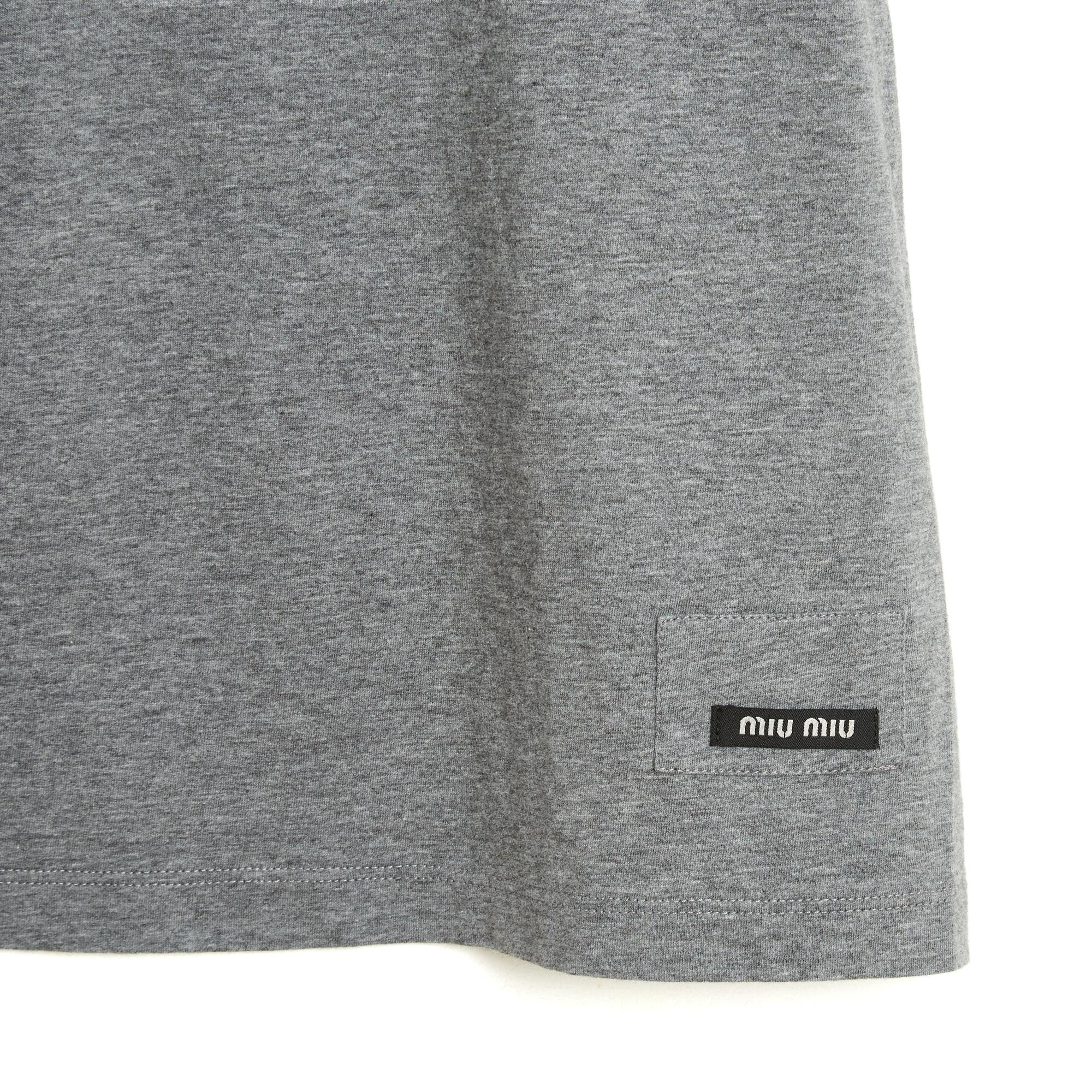 Grigio Miu Miu 2017 Top gris FR38 Grey Jersey Ruffles T shirt Top UK10 US8 New in vendita