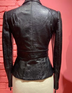 Miu Miu 2018 Black Lambskin Leather Peplum Jacket