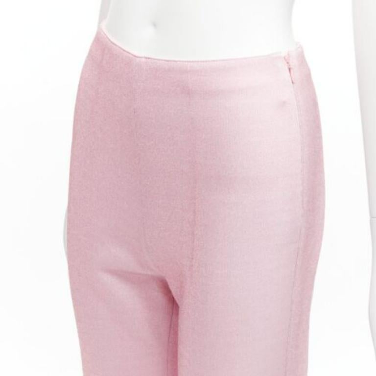 MIU MIU 2018 metallic pink lurex minimal high waisted flare pants IT38 XS
Reference: BSHW/A00057
Brand: Miu Miu
Designer: Miuccia Prada
Collection: 2018
Material: Polyester, Blend
Color: Pink
Pattern: Solid
Closure: Zip
Extra Details: Side zip.
Made
