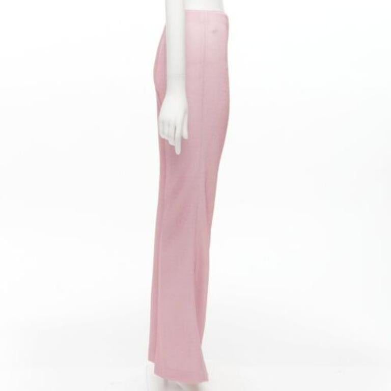 MIU MIU 2018 metallic pink lurex minimal high waisted flare pants IT38 XS In Excellent Condition In Hong Kong, NT