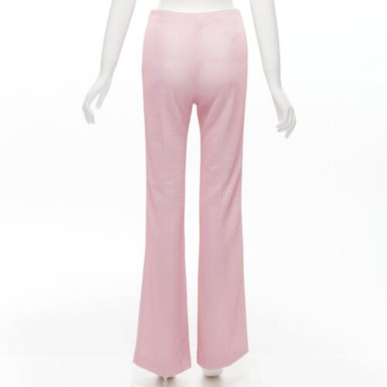 Women's MIU MIU 2018 metallic pink lurex minimal high waisted flare pants IT38 XS