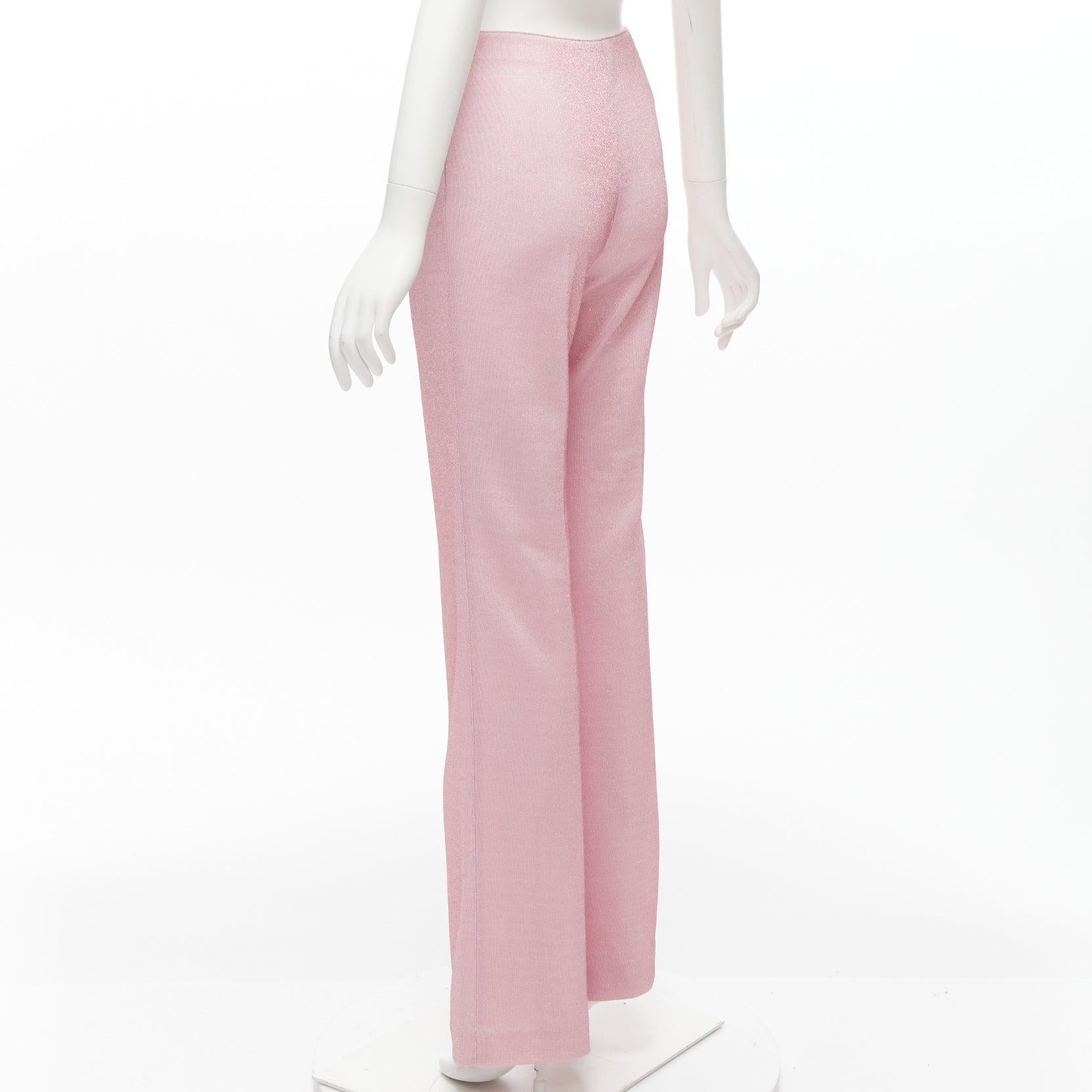 MIU MIU 2018 metallic pink lurex minimal high waisted flare pants IT38 XS For Sale 1