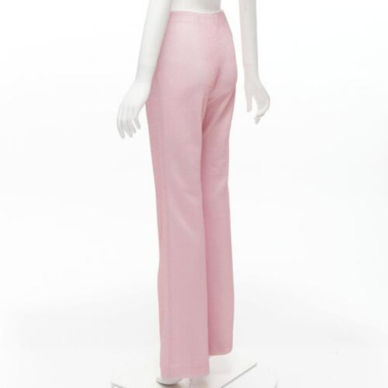 MIU MIU 2018 metallic pink lurex minimal high waisted flare pants IT38 XS 1