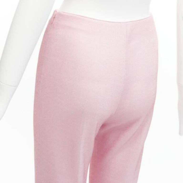 MIU MIU 2018 metallic pink lurex minimal high waisted flare pants IT38 XS 2