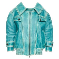 MIU MIU 2018 Runway délavé veste oversize en cuir d
agneau vieilli IT36 XXS