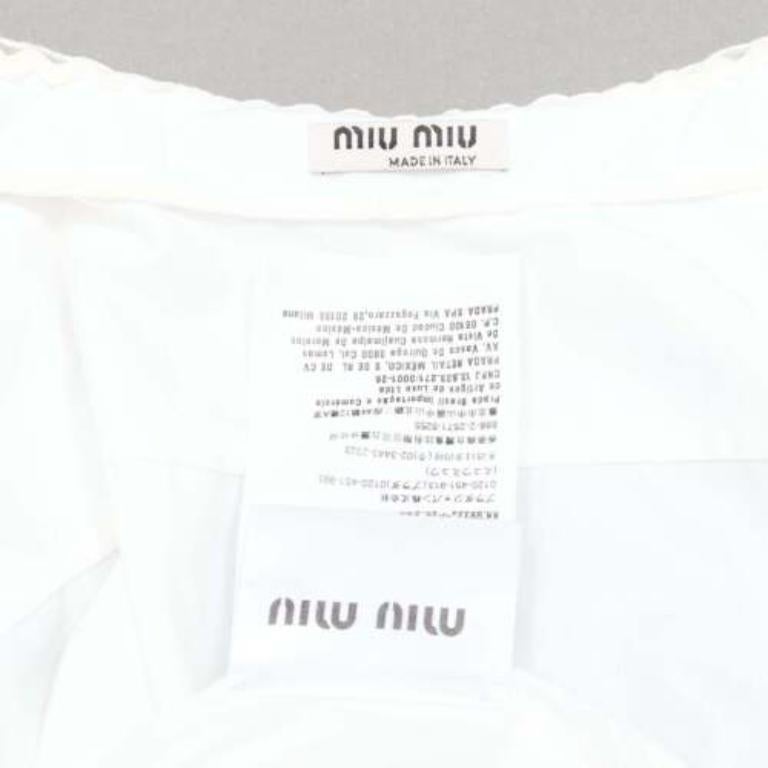MIU 2018 Weißes viktorianisches Hemd mit Rüschen und Kristallknöpfen in Kurzform IT38 XS 5