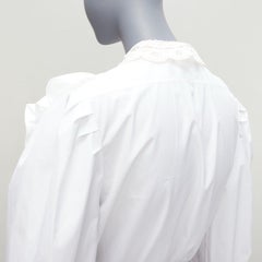 MIU MIU 2018 white ruffle crystal button cropped Victorian shirt IT38 XS