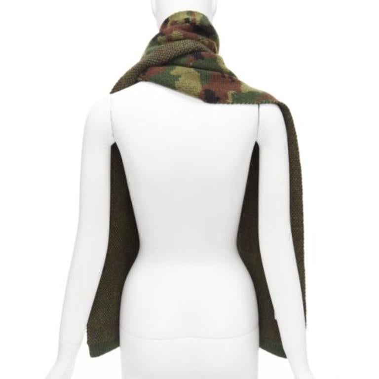 Donna MIU MIU 2019 sciarpa lunga 100% vergine in woo verde marrone camouflage jacquard