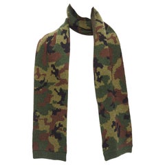 MIU MIU 2019 100% virgin woo green brown camouflage jacquard long scarf