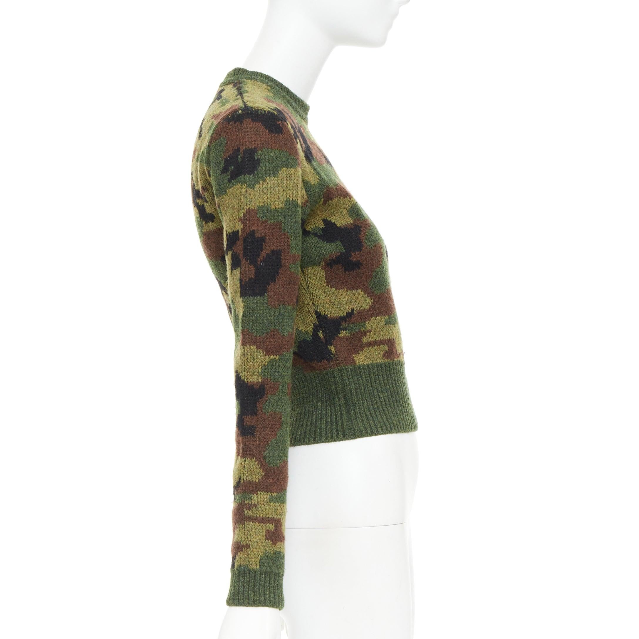 MIU MIU 2019 100% Schurwolle camouflage cropped sweater pullover IT36 XXS im Zustand „Gut“ im Angebot in Hong Kong, NT