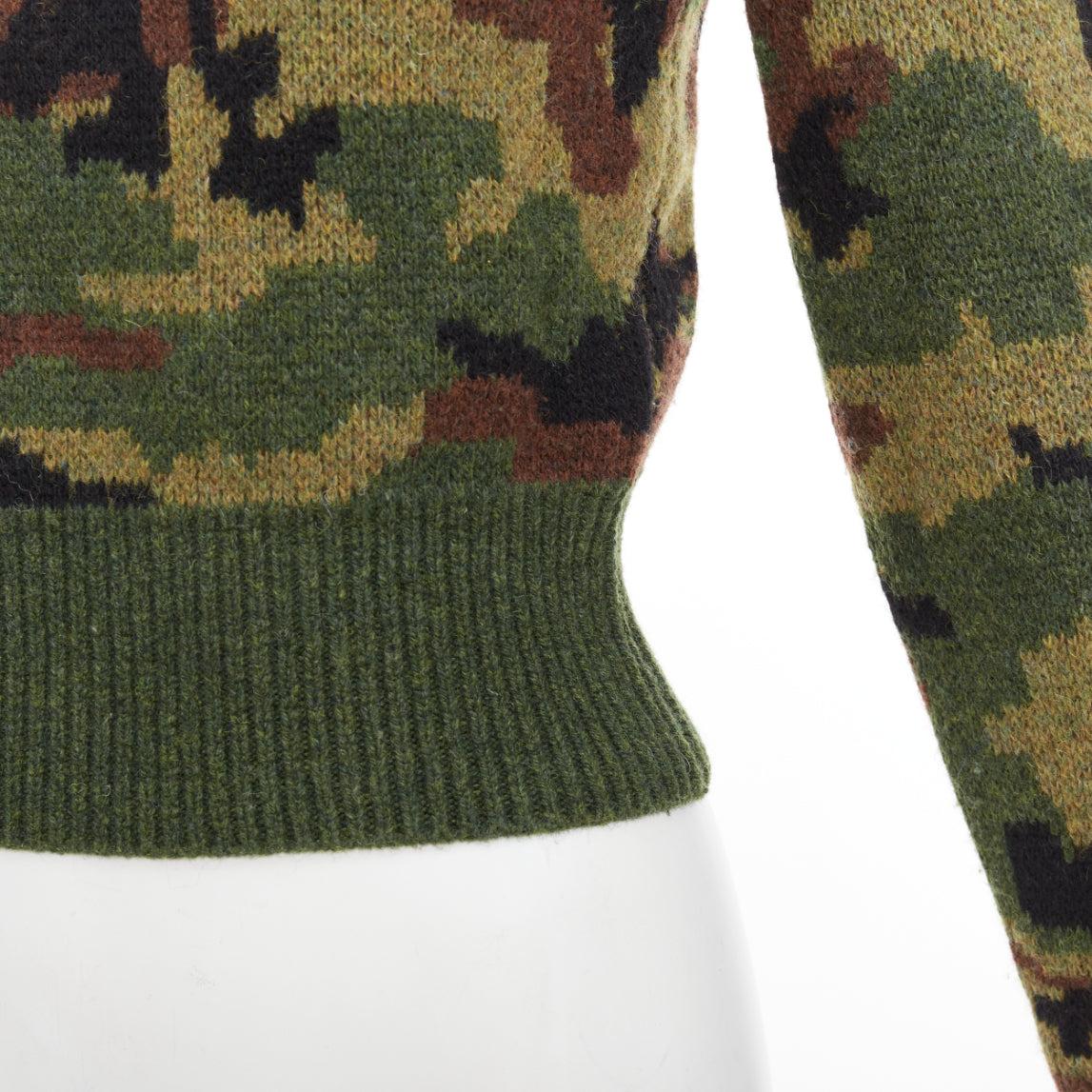 MIU MIU 2019 100% Schurwolle camouflage cropped sweater pullover IT36 XXS im Angebot 2