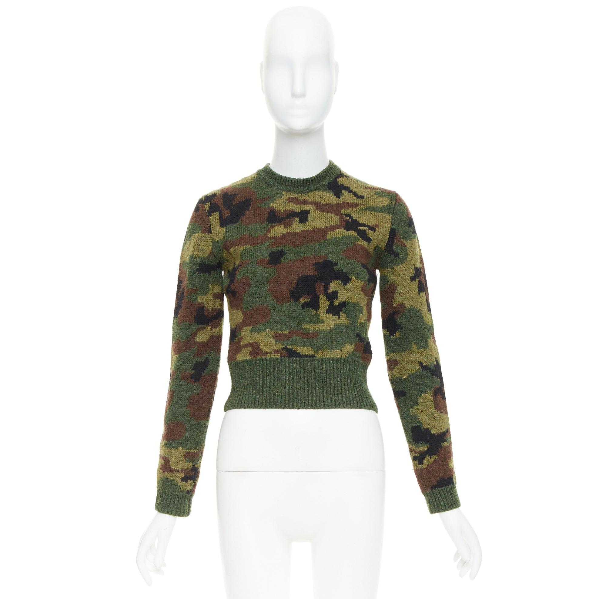 MIU MIU 2019 100% Schurwolle camouflage cropped sweater pullover IT36 XXS im Angebot 4