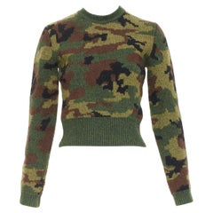 MIU MIU 2019 100% virgin wool camouflage cropped sweater pullover IT36 XXS