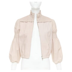 MIU MIU 2019 baby pink smocked lambskin leather ruffled puff crop jacket IT40 S MIU MIU 2019 baby pink smocked lambskin leather ruffled puff crop jacket IT40 S