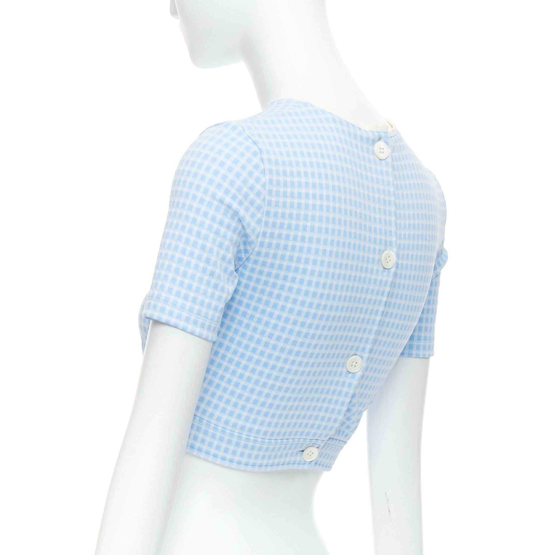 MIU MIU 2019 blue white gingham seersucker scalloped crop top XS 1