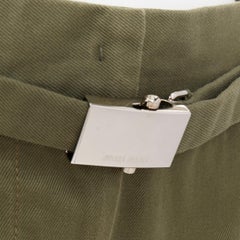 MIU MIU 2019 green cotton gabardine silver logo buckle utility skirt IT38 XS