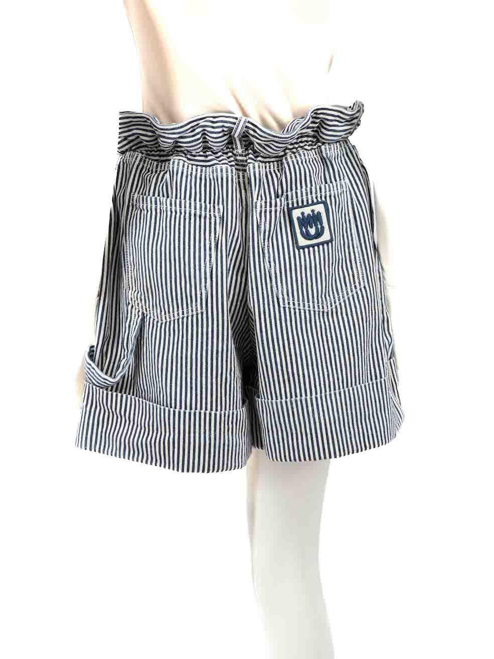 Miu Miu 2019 Navy Striped Shorts Size XXL In Good Condition For Sale In London, GB