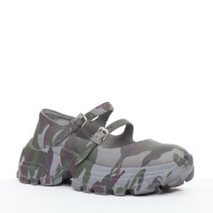 MIU MIU 2019 Runway Camo Chunky grey green double strap mary janes sneaker EU37