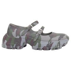MIU MIU 2019 Runway Camo Chunky grey green double strap mary janes sneaker EU37