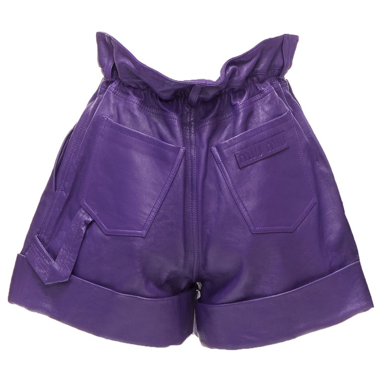 MIU MIU 2019 Runway lambskin high waisted rolled hems paperbag