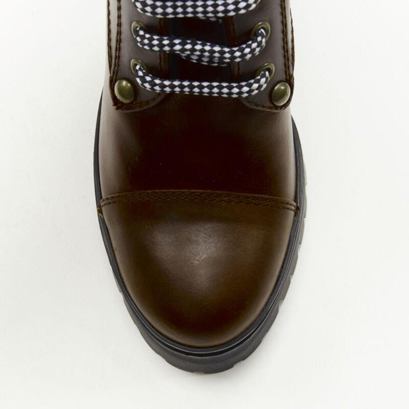 MIU MIU 2019 Vintage brushed brown leather block heel Alpine boots EU36.5 1