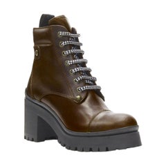 MIU MIU 2019 Vintage brushed brown leather block heel Alpine boots EU36.5