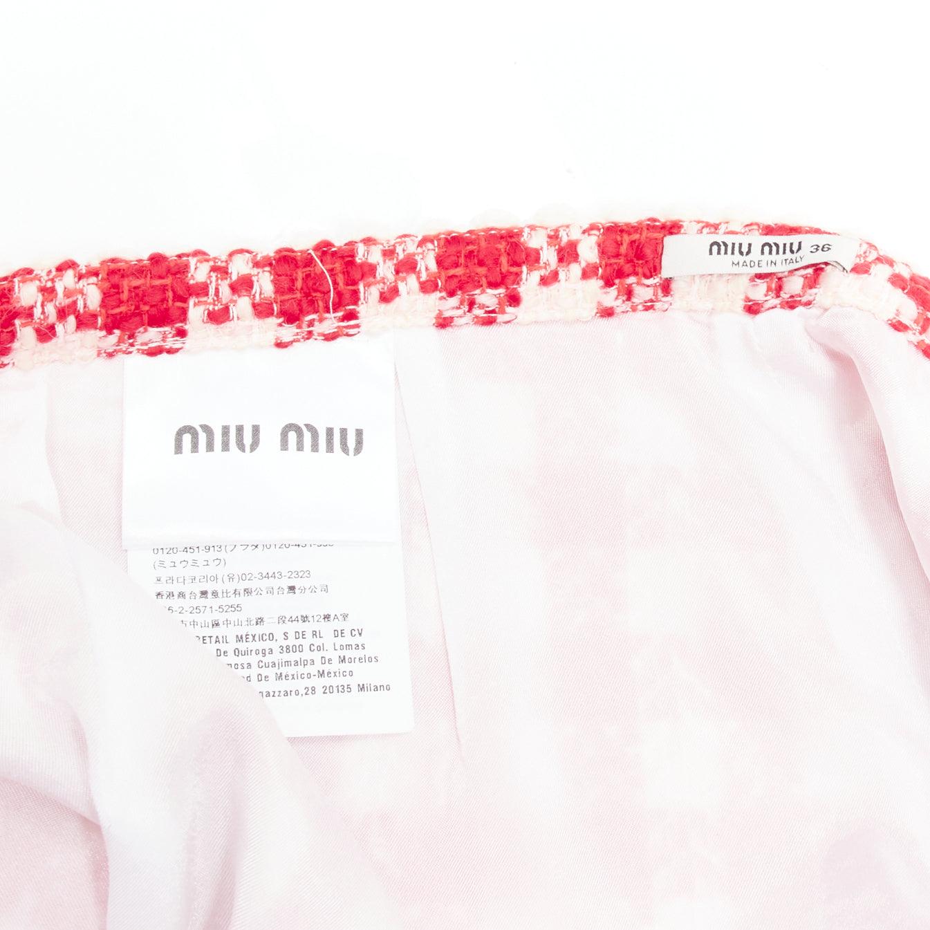 MIU MIU 2019  white checke virgin wool tweed scallop trim mini shorts IT36 X 4