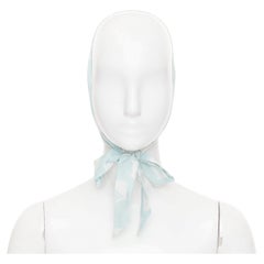 MIU MIU 2020 cartoon cat light white silk crepe print long headband skinny scarf