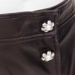 MIU MIU 2021 black lambskin nappa leather pearl floral button skirt IT40 S