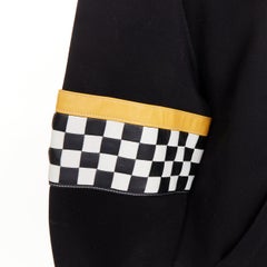 MIU MIU 2021 cotton checkerboard woven leather sleeves Race Car zip hoodie S