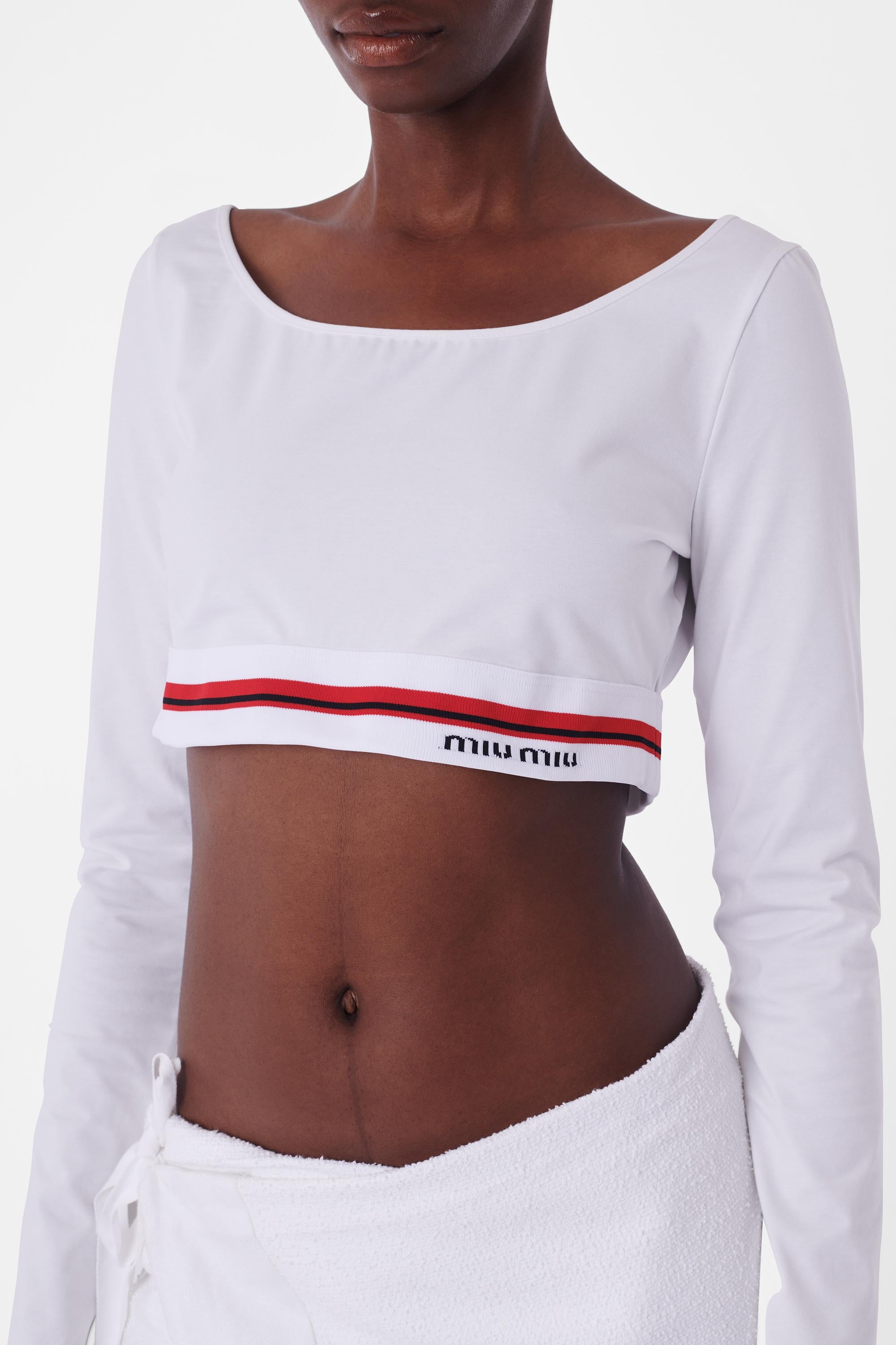 Miu Miu 2021 Cropped White Top In Excellent Condition For Sale In London, GB