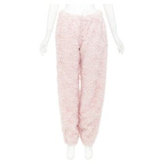 MIU MIU 2021 pink mohair faux fur drawstring wide leg pants IT38 XS