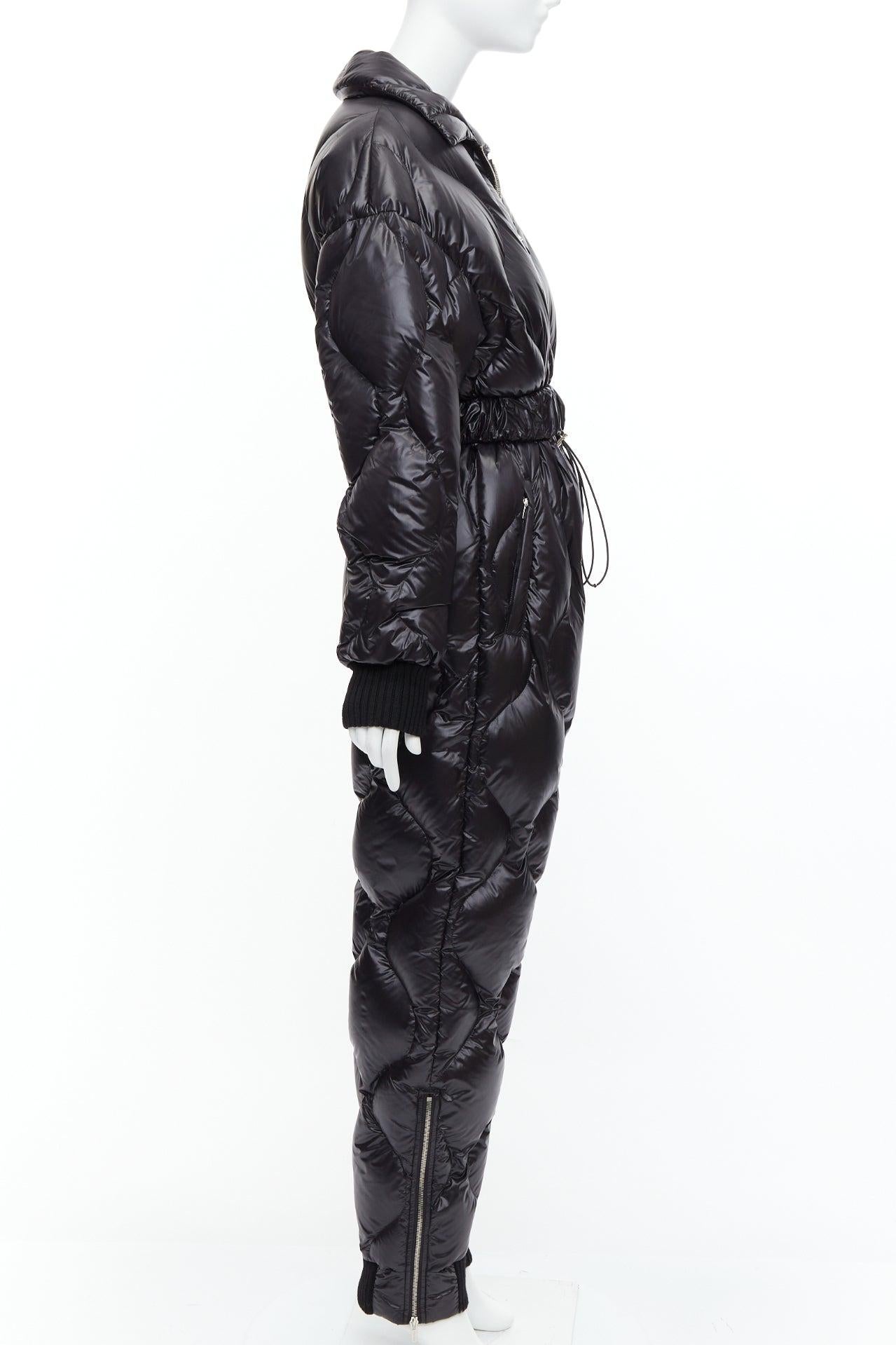 MIU MIU 2021 Runway black quilted goose down puffer belted jumpsuit IT38 XS In Good Condition In Hong Kong, NT