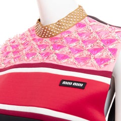 MIU MIU 2021 Runway Sportif Shift Dress black pink gold embellished dress IT40 S