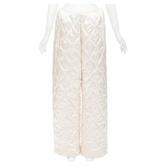 MIU MIU 2021 Runway Winter Pants off white quilted nylon wide pants IT38 XS