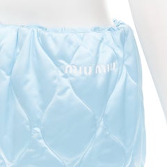 MIU MIU 2021 Runway Winter Pants sky blue quilted nylon wide pants IT38 XS