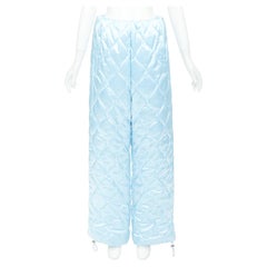 MIU MIU 2021 Runway Winter Pants sky blue quilted nylon wide pants IT38 XS