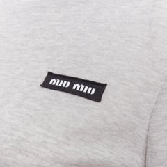 MIU MIU 2022 grey black logo tab crew neck long sleeve tshirt dress IT36 XXS