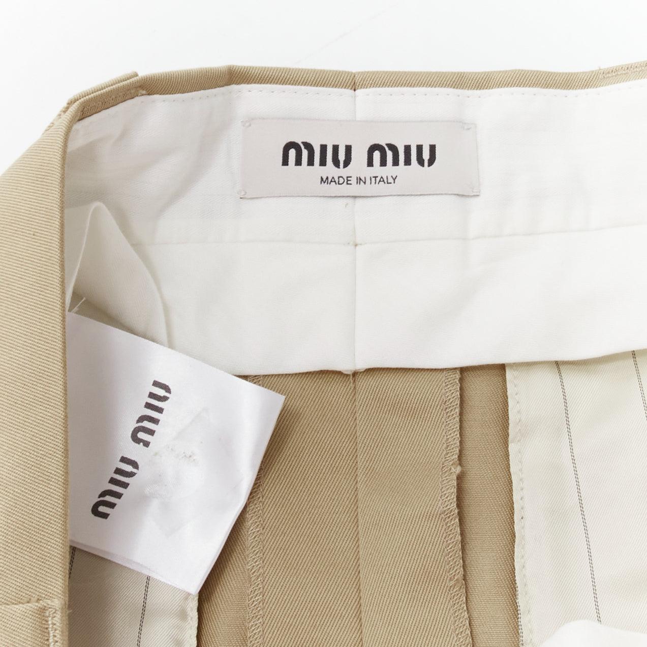 MIU MIU 2022 Runway beige low rise frayed edge micro mini skirt IT40 S For Sale 3