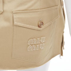 MIU MIU 2022 Runway chino low rise frayed micro mini skirt IT42 M Hailey Bieber
