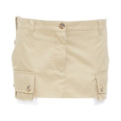 MIU MIU 2022 Runway chino low rise frayed micro mini skirt IT42 M Hailey Bieber