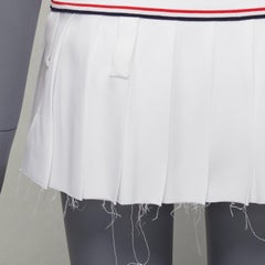 MIU MIU 2022 Runway Sable weiß gestreiftes Logo ausgefranster Rand Tennis Micro Rock S