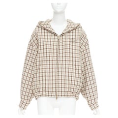 MIU MIU 2023 cocoa brown check logo hooded blouson jacket IT38 XS ASAP Rocky